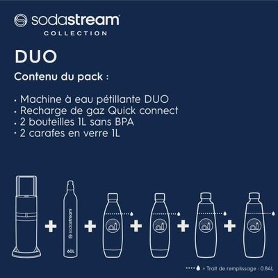 Machine à soda SODASTREAM Machine DUO Noire Pack 4 bouteilles Pas Cher 