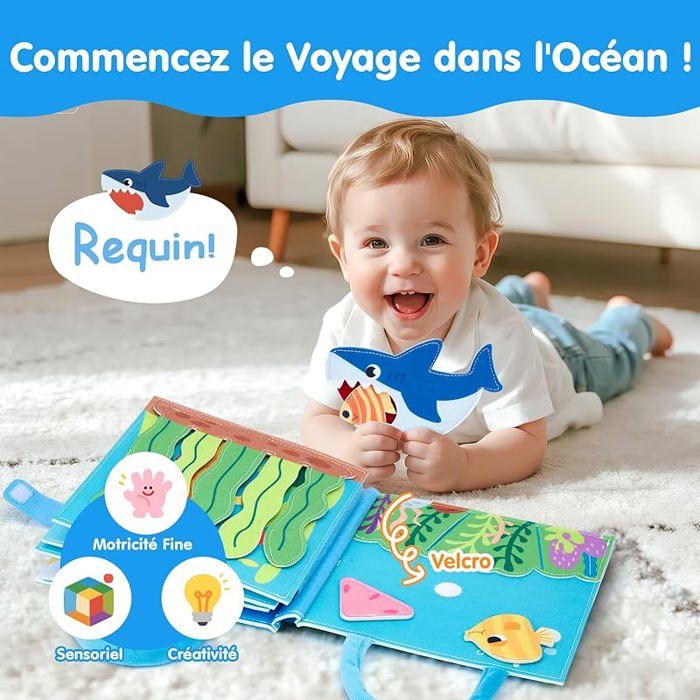 hahaland Busy Board Montessori – Tableau d'Activités en Bois avec Volant, Lumières LED, Engrenages, Interrupteurs & Sons d'Animaux – Jouet Éducatif & Motricité Fine, Cadeau Fille Garçon 1–3 Ans
