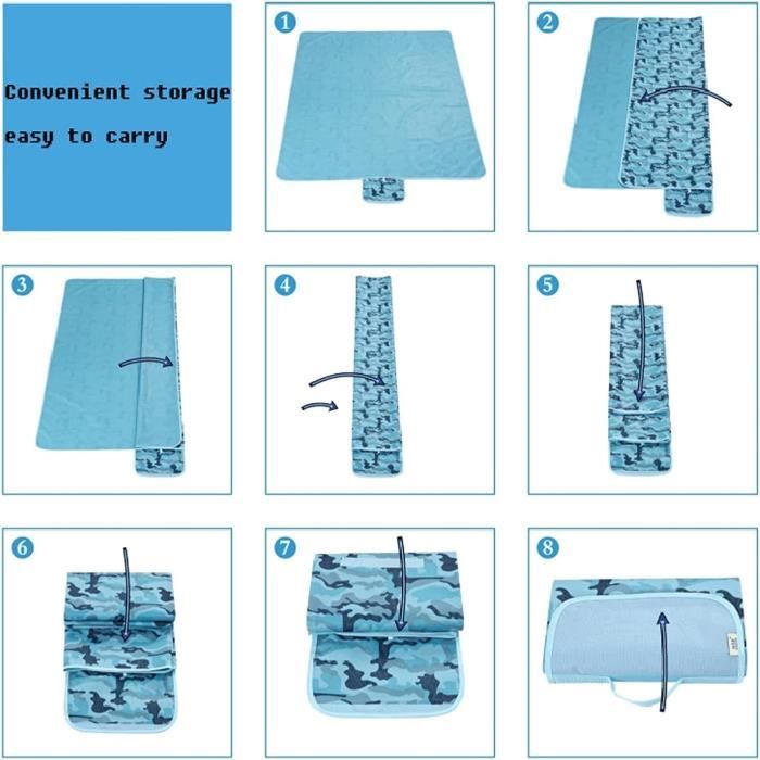 Tapis De Pique-nique étanche Pliable 200x140cm - Motif Poisson, Pour Plage, Camping, Extérieur