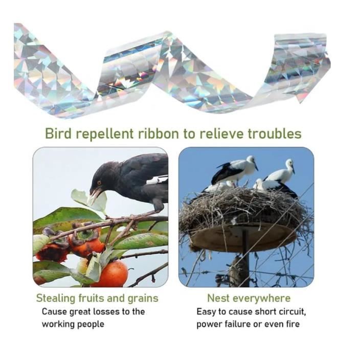Bande Anti- Oiseaux Ruban Repulsif Oiseaux Ruban Anti-Oiseaux