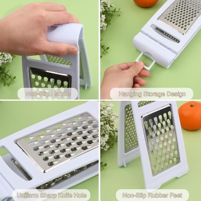 Kichvoe Râpe à Fromage Polyvalente En Acier Inoxydable Argenté