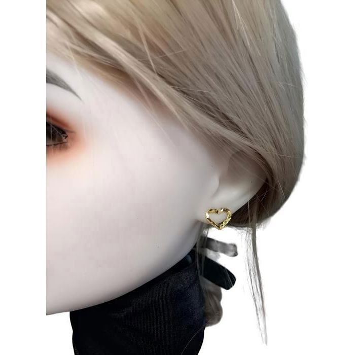 Boucles D'oreilles Cœur Cristal - Plaqué Or Jaune 18 Carats - Femme - Neuf Avec étiquettes