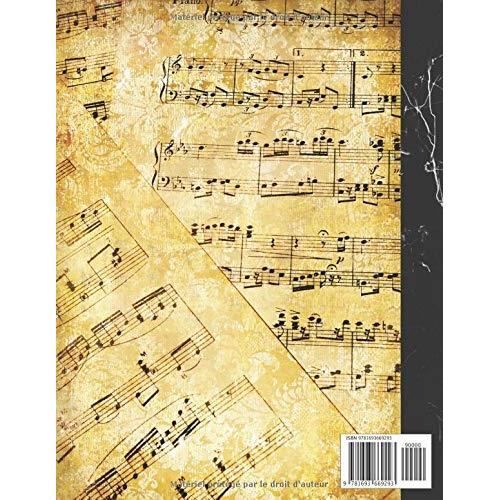 Musique Notes : Cahier de musique - Carnet de partitions - Papier manuscrit  - 11 portées par page - Pas de clef - 118 pages - Grand format  (21,59x27,94cm) (8,5p x 11p)
