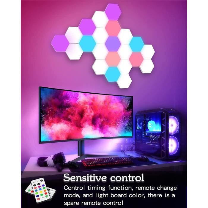 Panneau LED Mural Tactile, Panneau Setup Gaming Intelligent avec  Télécommande, Lere Murale Hexagonale RVB, Deco Accueil-Gaming R648 -  Cdiscount Maison