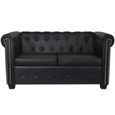 Canapé Chesterfield 2 places Sofa confortable pour 2 personnes 145,5 x 76 x 70 cm Cuir synthétique Noir-3