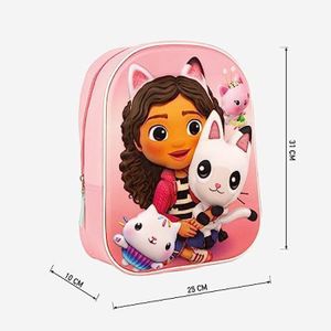 Sac à Dos Enfant Gabby Et Sa Maison Magique - Rose Adorable, Fermeture Éclair, Poche Principale, Officiel Cerdá Espagne