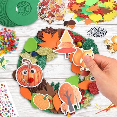 HUIKUANGEU Couronnes D'Automne Pour Enfants,136 Pièces Loisirs Créatifs D' Automne Et D'Hiver Pour Enfants,Artisanat De Couronne D'Automne,Ensemble HUIKUANGEU Couronnes D'Automne Pour Enfants,136 Pièces Loisirs Créatifs D' Automne Et D'Hiver Pour Enfants,Artisanat De Couronne D'Automne,Ensemble