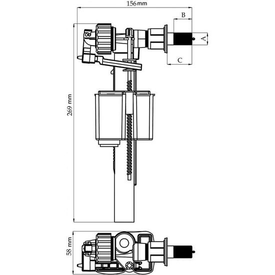 YOSSEE Flotteur WC Universelle/Mecanisme Chasse d'eau WC [INCLUS