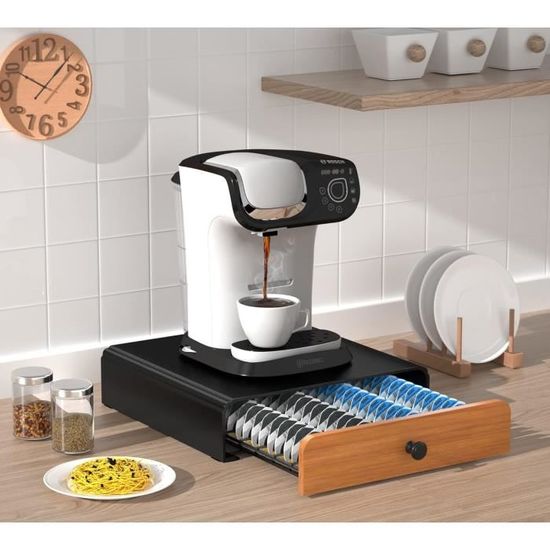 Porte-capsules Métal Pour Tassimo - Tiroir Rangement 64 Dosettes - Noir - Empilable Sans Montage