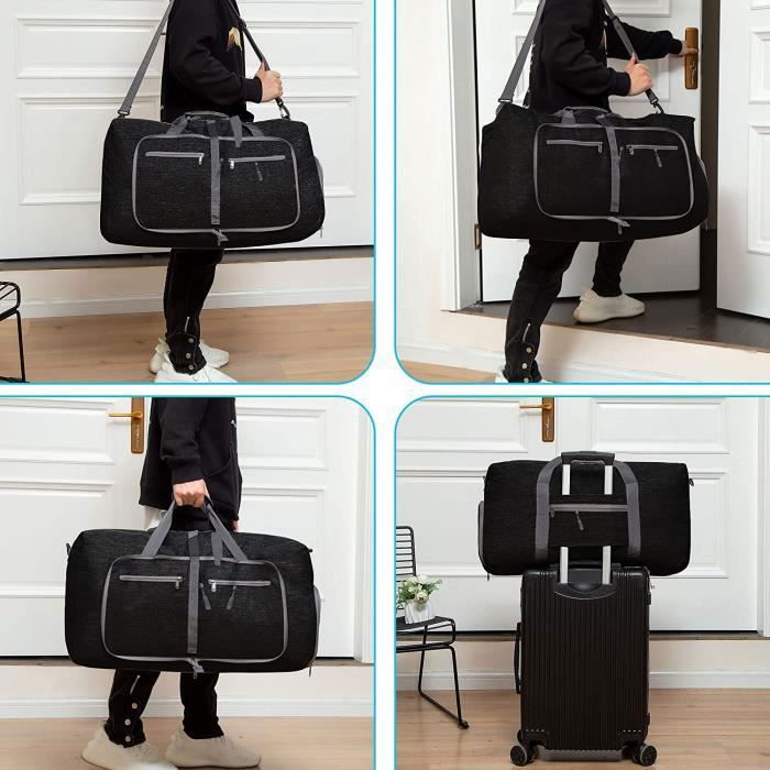 Sac de voyage grand 115L sacs de voyage pliables sac de sport léger pour  hommes avec compartiment à chaussures pour les week-ends hommes femmes sacs  polochons noir