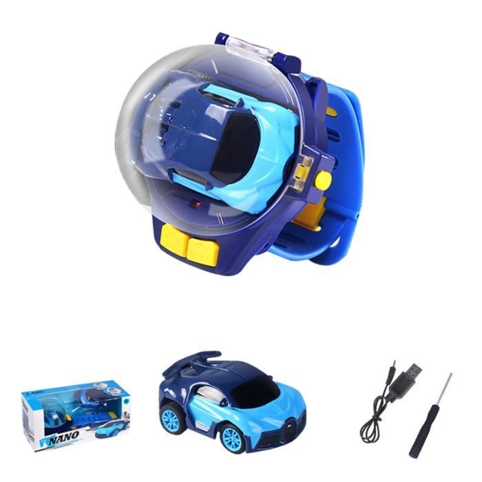 BLEU -Jouet de montre la voiture lumineuse électrique télécommandée,  alliage, rechargeable, cadeau de jouet de Noël pour enfants