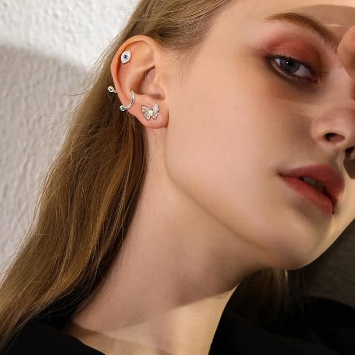 40 Pièces Bijoux Piercing Acier Chirurgical - Cartilage, Tragus, Helix Pour Oreille