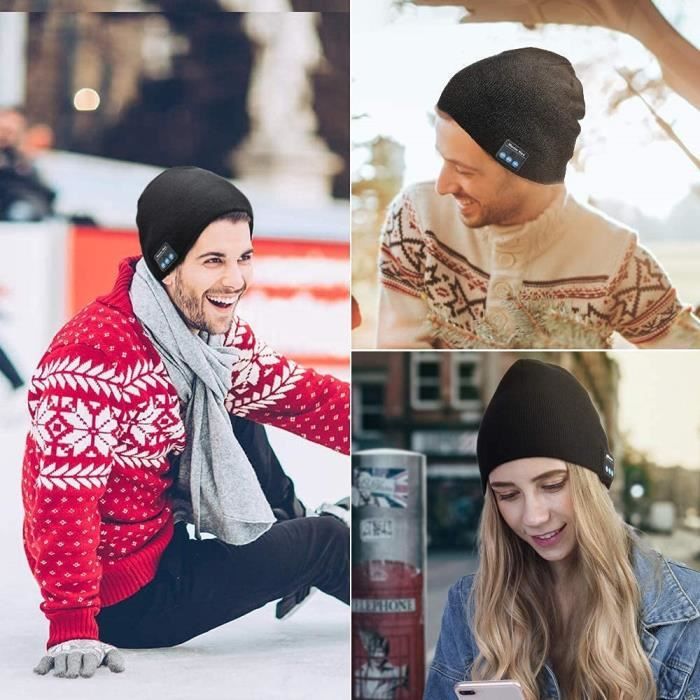 Idee Cadeau Homme Bonnet Bluetooth - Cadeau Noel Homme Femme Papa Ado  Original Utile Bonnet Connecte Ecouteur Bluetooth, Cadeau Saint Valentin  Anniversaire Bonnet Musique Running Sport Ski Accessoire