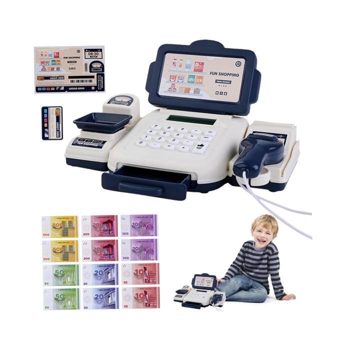 Caisse Enregistreuse Enfants Electronique Enfant Avec Scanner Et Son - Jeu D'Imitation Supermarché | Panier Nourriture | Cadeau 3-8 Ans Caisse Enregistreuse Jouet