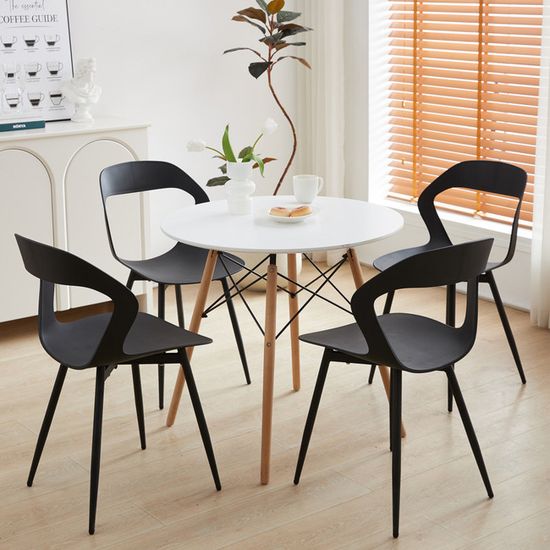Lot De 6 Chaises De Salle à Manger Scandinaves - Dossier Rembourré, Pieds En Bois, Blanc, Charge 125 Kg