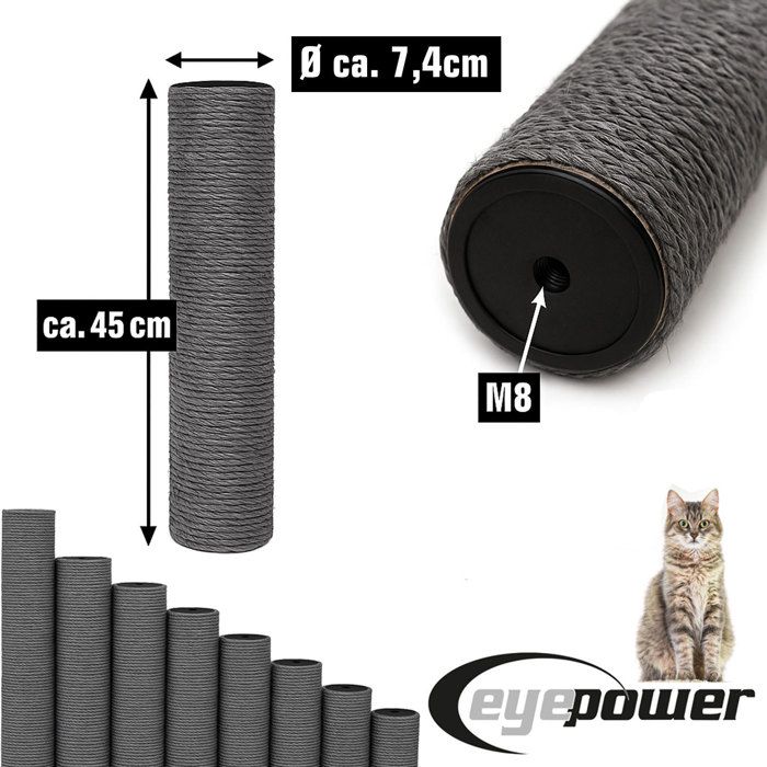 45 cm Poteau de Rechange Arbre à Chat Ø 7,4 cm M8 Colonne Grattoir — free download