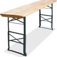 Table pliante en bois 170x50x75/105 cm hauteur réglable Table haute avec trou pour parasol Table de jardin pliable-0