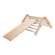 Ette Tete Mopitri Triangle d'escalade en bois avec toboggan - Structure / Cadre d'escalade Montessori intérieur avec rampe pour-0