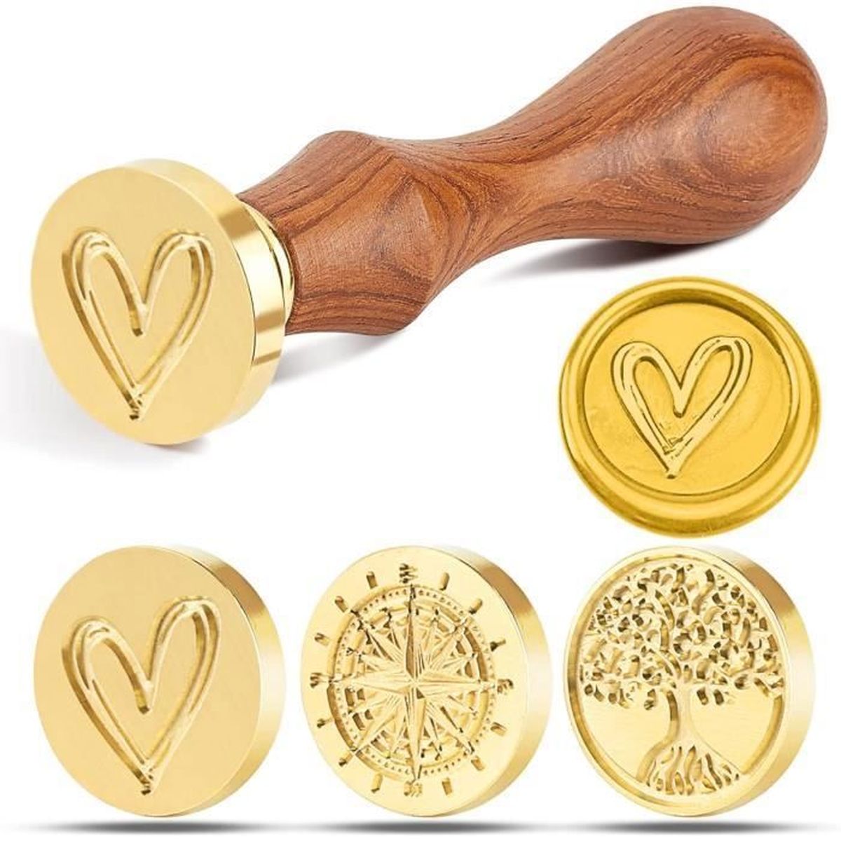 Lot De Cachets De Cire Avec Poignée En Bois - Boîte Cadeau - Cartes D