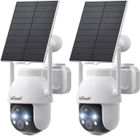 IEGEEK 2 Pièce Camera Surveillance WiFi Solaire - 2K Exterieure sans Fil 360° PTZ Vision Nocturne Couleur, PIR, Audio Bidirectionnel