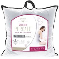 My Lovely Bed - Oreiller Percale 100% Coton | 60x60 cm | Anti Acariens | Doux et Gonflant - Confort Moelleux - Haut de Gamme