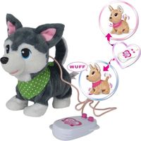 Jouet - SIMBA - Chi Chi Love Husky puppy contrôlé par câble - Pelage gris et blanc - Télécommande filaire