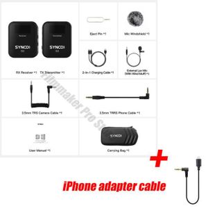 MICROPHONE Câble iPhone G2A1-SYNCO-Système de microphone Lavalier sans fil NipG2A1 G2A2 A1 A2, micro pour smartphone, or