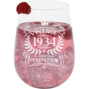 GIN Grand Verre À Gin Gravé Pour 89E Anniversaire Vintage 1934 Aged To Perfection - Cadeau Pour 89 Ans - 590 Ml - Verre À Gin Sa[n2721]