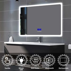 Miroir de courtoisie Multifonctionnel à intensité Variable STARLEAD Miroir de Salle de Bain éclairé par LED avec capteur de contrôle Tactile avec système de désembuage Haut-Parleur Bluetooth 