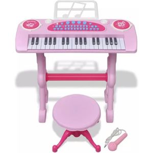 PIANO Piano avec 37 Touches Tabouret Microphone pour Enfants Rose Jouet [206]
