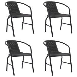 Ensemble table et chaise de jardin CHEZ SHOP® Economique Chaises de jardin 4 pcs Rotin plastique et acier 110 kg ,Qualité supérieure 99772