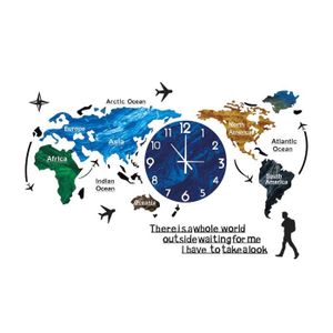 Carte du Monde Horloge murale moderne de voyage autour de densité en carton record maison cuisine 
