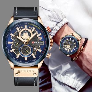 MONTRE CURREN Quartz Montre Homme Marque De Luxe Montre Décontractée Bracelet En Cuir Militaire Chronographe De Sport