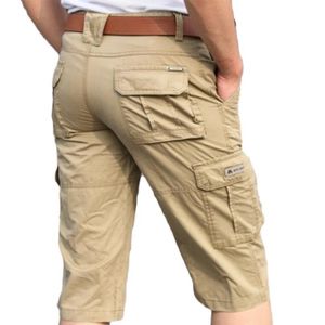 PANTACOURT Cargo pantacourt homme multi-poches de Marque shorts hommes militaires de sport décontracté-Kaki