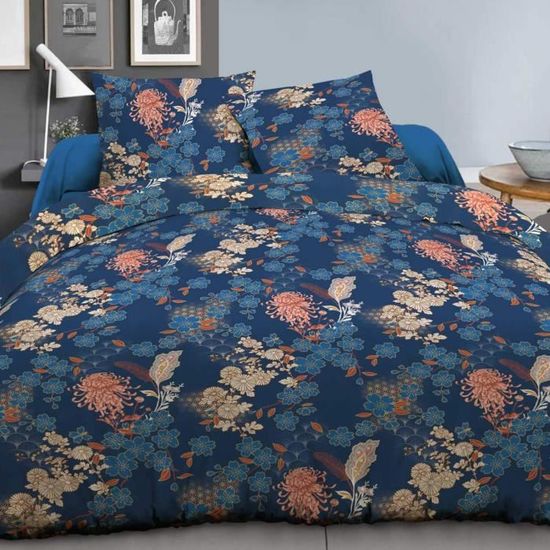 Housse De Couette 220X240 Bleu Et Blanc À Rayures Parure De Lit