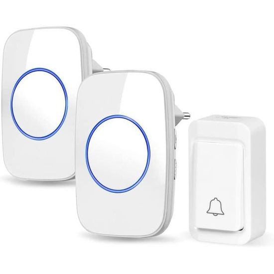 Sonnette Sans Fil Porte D entrée Étanche 2 Récepteurs Portée : 500 Ft ...