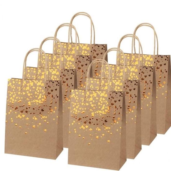30 Sacs Cadeaux En Papier Kraft Avec Poignées - Idéal Pour Anniversaire, Noël, Mariage, Halloween - 15x8x21cm - Vert Foncé Et Autres Coloris