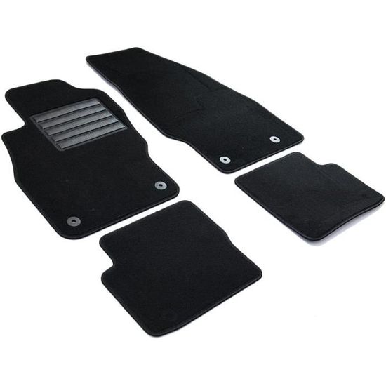 Tapis Sur Mesure Mercedes Classe A W169 (2004-2012) - 4 Pièces Velours Noir, Antidérapants, Talonnette Caoutchouc