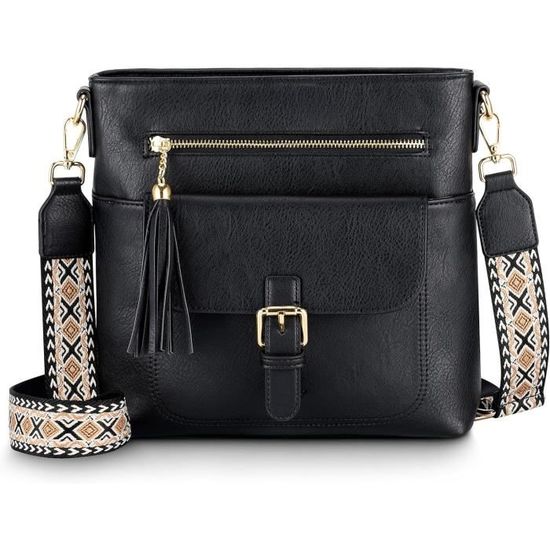 Sac Bandoulière Femme Petit - 6 Compartiments - Bandoulière Réglable - 26x9x24 Cm, 0,55 Kg - 9 Couleurs Disponibles - Atgbiem - 12