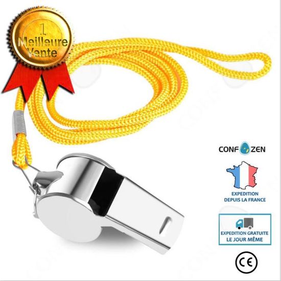 Lot De 3 Sifflets D'arbitre En Métal – Avec Cordon Acier Inoxydable, Pour Football Et Autres Sports