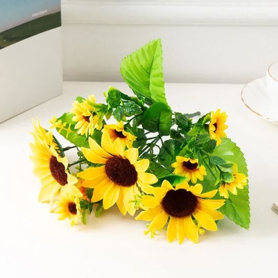 100 Mini Tournesols Artificiels Jaunes - Fleurs En Tissu Pour Décorations Mariage & Maison