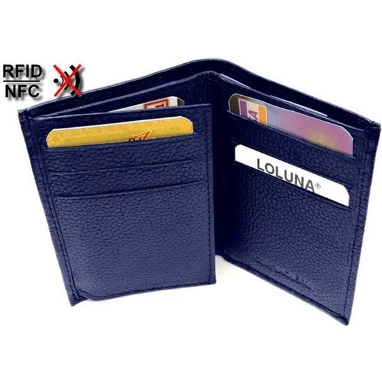 Etui porte carte de crédit RFID/ NFC cuir, volets, cartes