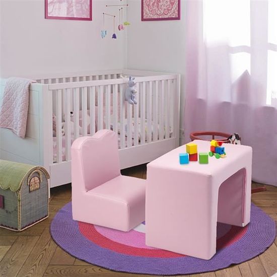 Ensemble de table et chaise de canapé multifonctionnel pour enfants - Rose - Canapé mini moderne pour enfant de plus d'un an