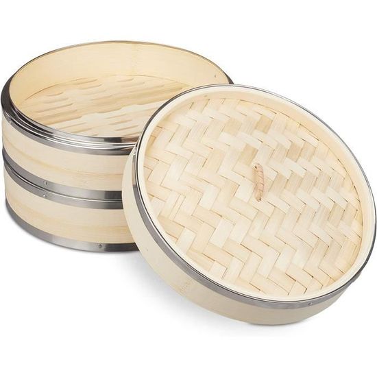 Cuiseur Vapeur En Bambou Naturel, Panier Vapeur À 2 Niveaux Avec