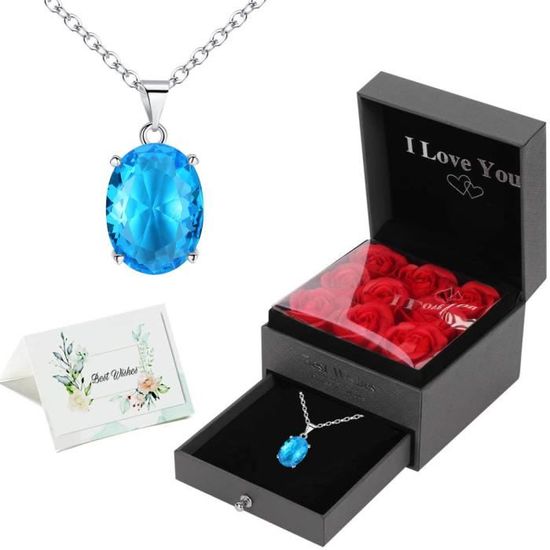Coffret Cadeau Femme Avec Rose Éternelle & Collier Cœur Gravé - Idée Romantique