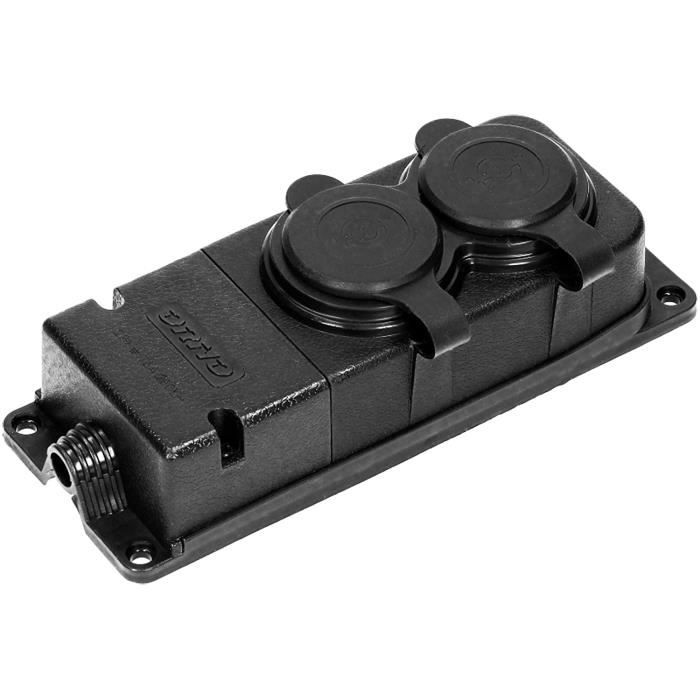 Multiprise electrique extérieur étanche 2 prises (mise à la terre de type prise allemande