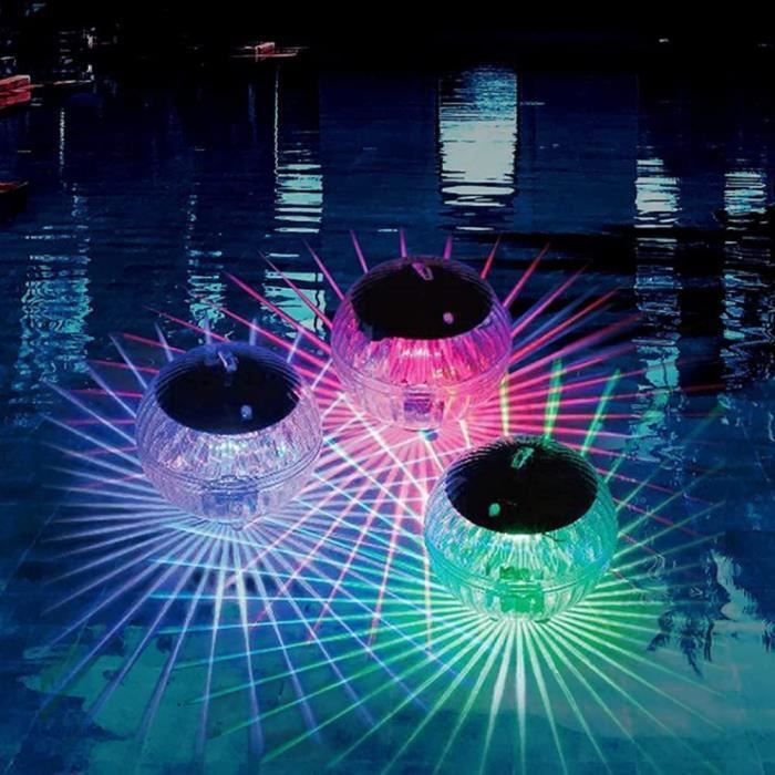 lot de 2 lampes solaires flottantes, lampe flottante solaire sphérique étanche multicolore, éclairage de bassin, éclairage décoratif