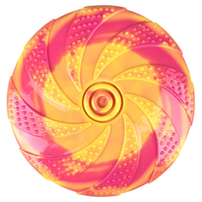 Jouet pour chien - FLAMINGO - Disque Volant ZAZA - TPR - Ø 18 cm - jaune et rose