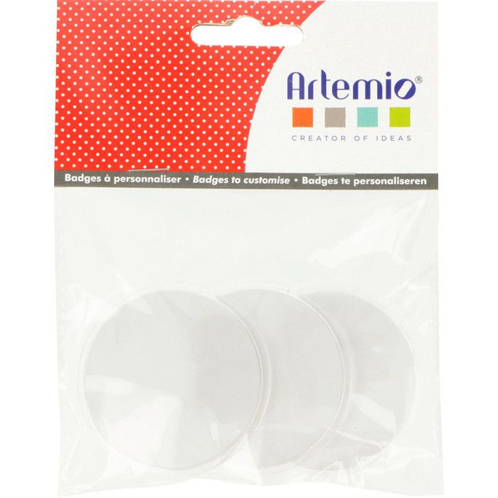 Badge broche à personnaliser 6cm 3 pièces - Artémio Incolore