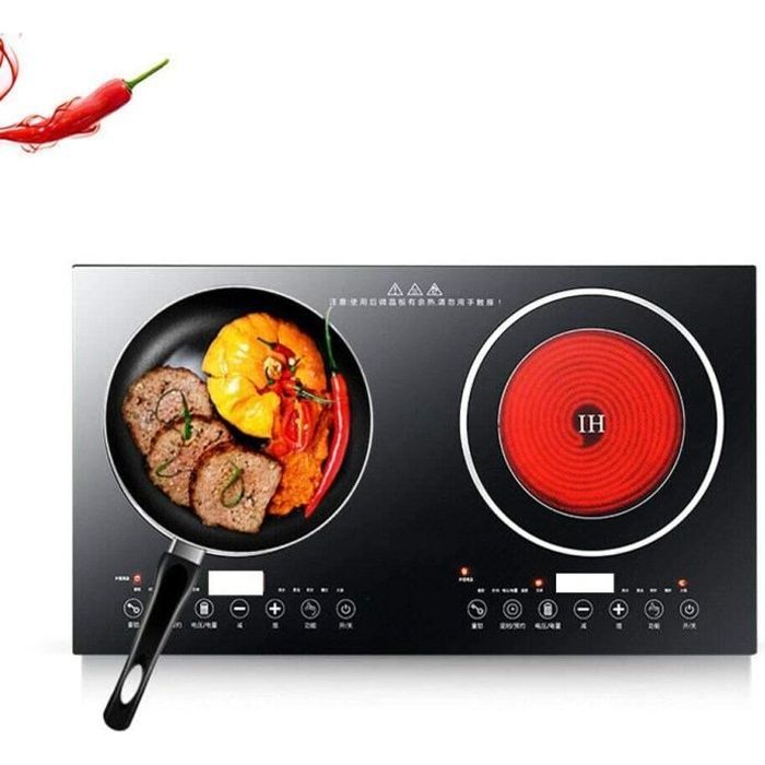 Double plaque de cuisson électrique à induction - 4 400 W - 2 brûleurs - Zones de cuisson - 8 vitesses - Puissance de feu 220 V